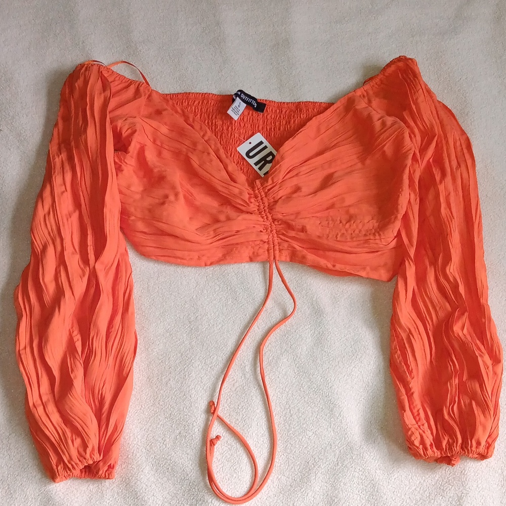 NWT Urban Outfitters Orange Long Sleeve Crop Top